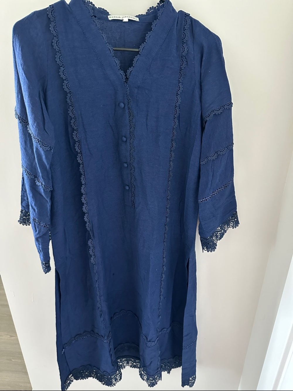 Blue Lace-Trim Ansab Jahangir - Picture 5 of 7